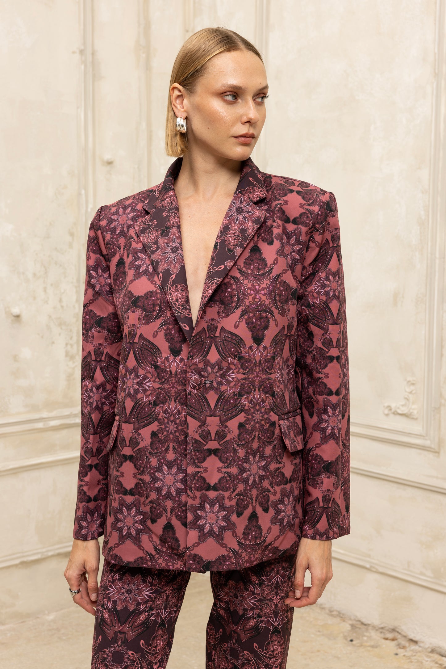 Caleidoscope Lace Blazer double faced mauve