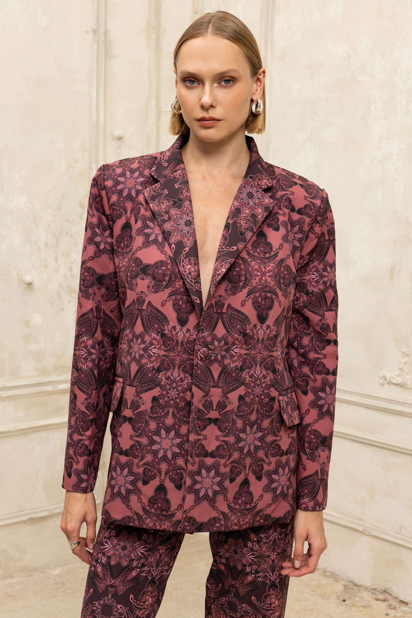 Caleidoscope Lace Blazer double faced mauve