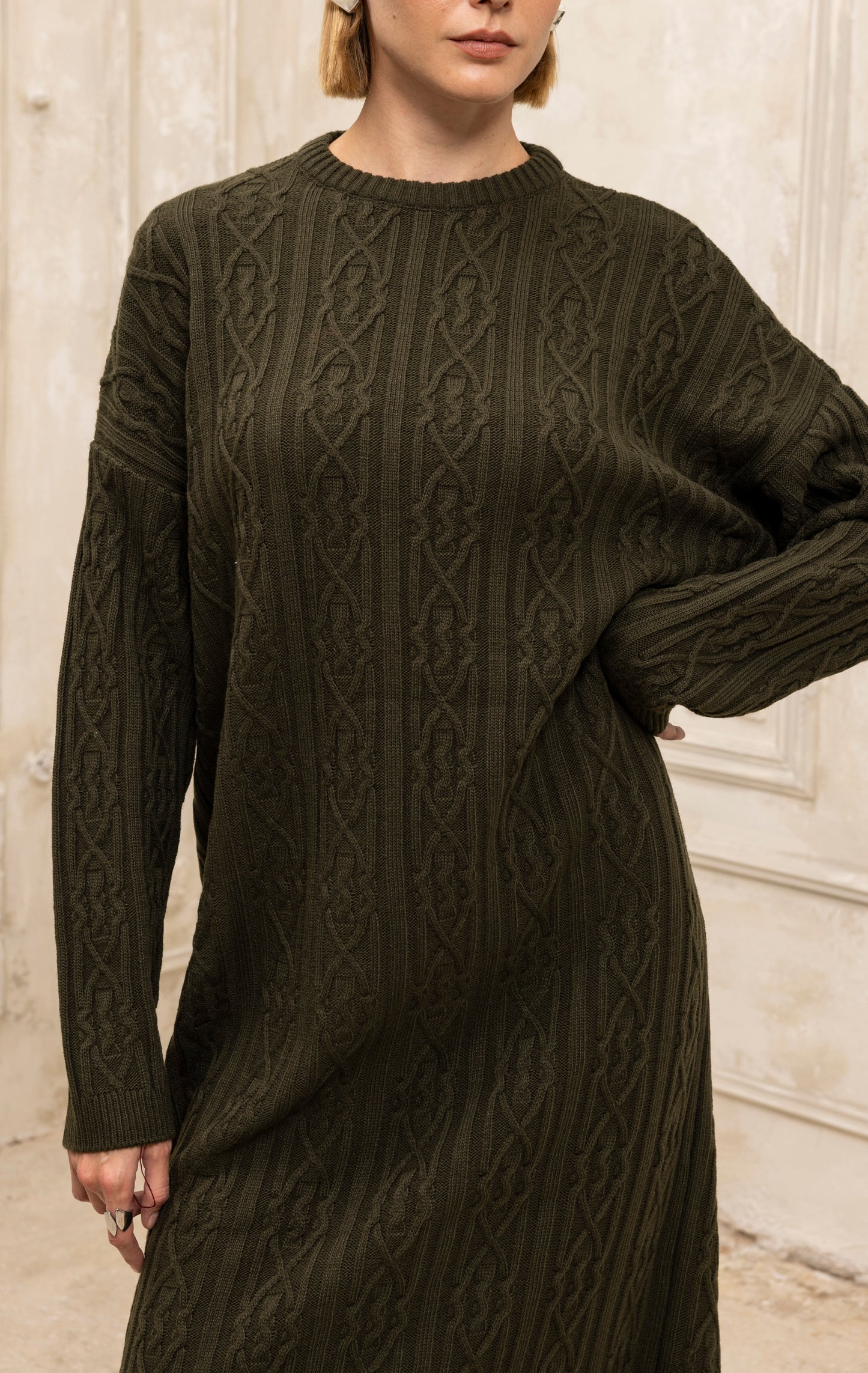 Hygge Midi Knit Dress Brown