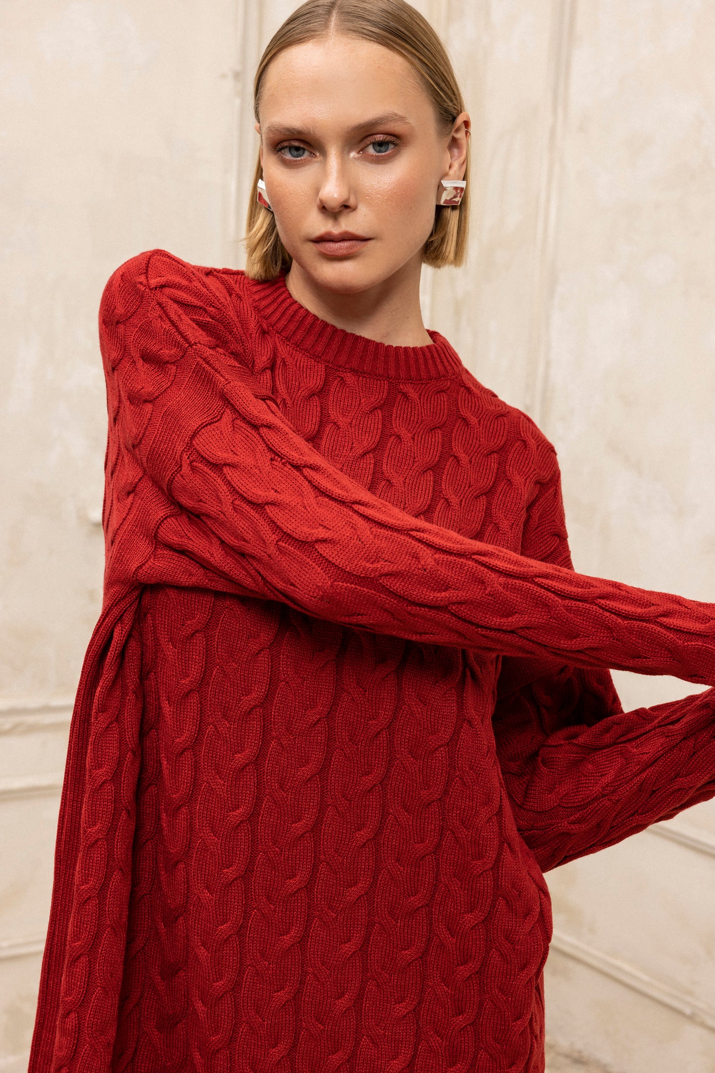 Hygge Midi Knit Dress Brick