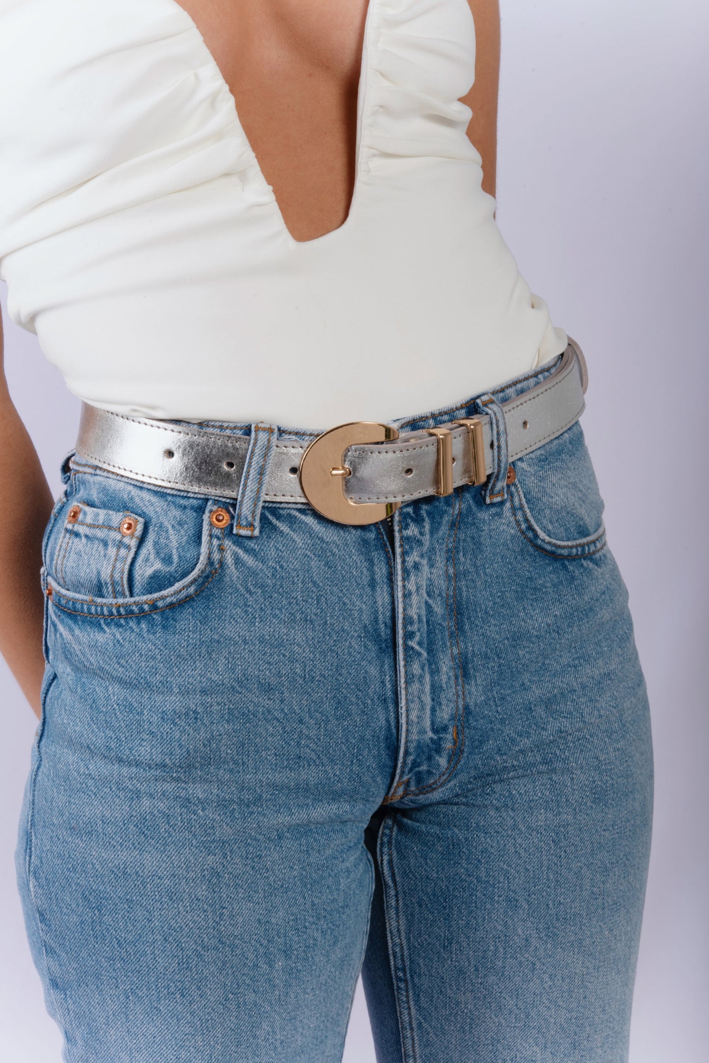 Louisa Silver Metalize Belt