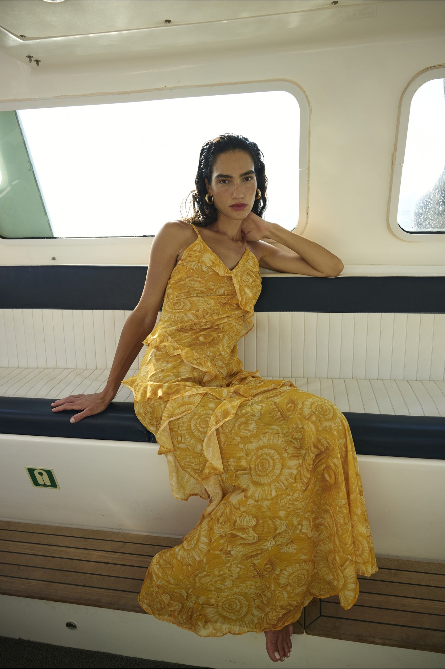 Sun Pearl Ruffle Maxi Dress