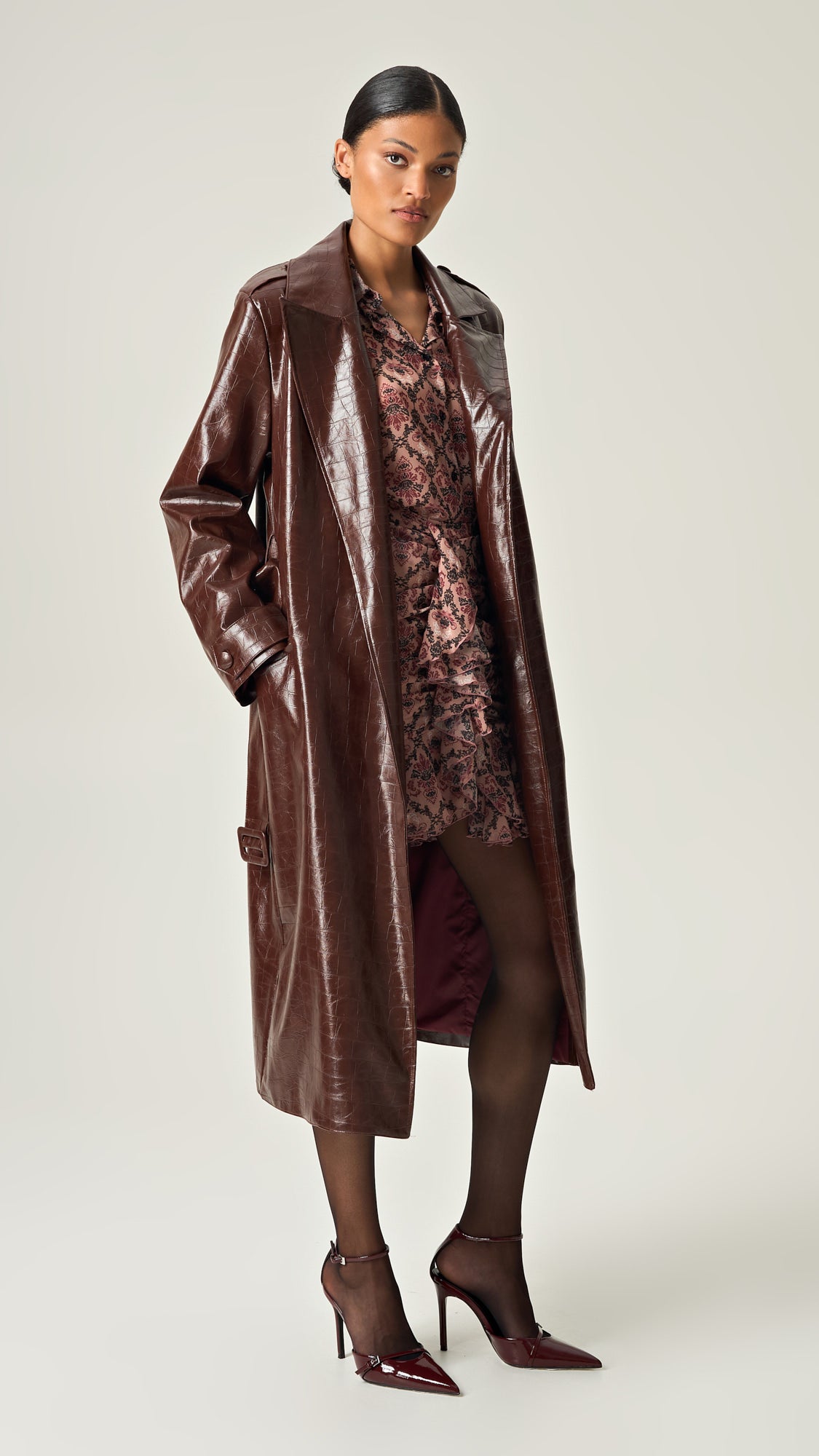 COCOA CROCO LEATHER TRENCH COAT