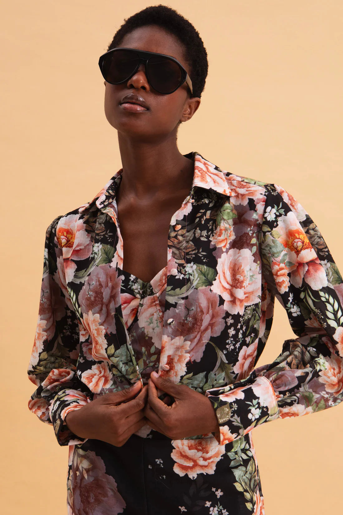 PEONIES LOVE LINEN HIGH WAISTED PANTS