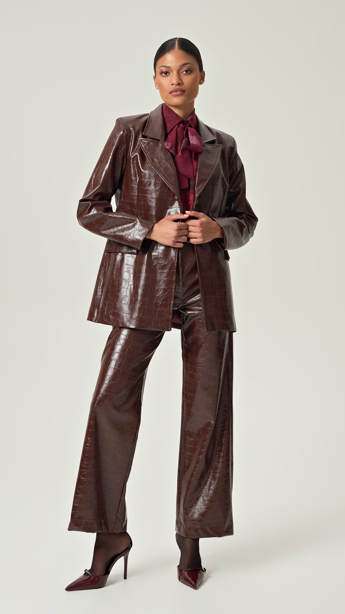 COCOA CROCO LEATHER PANTS