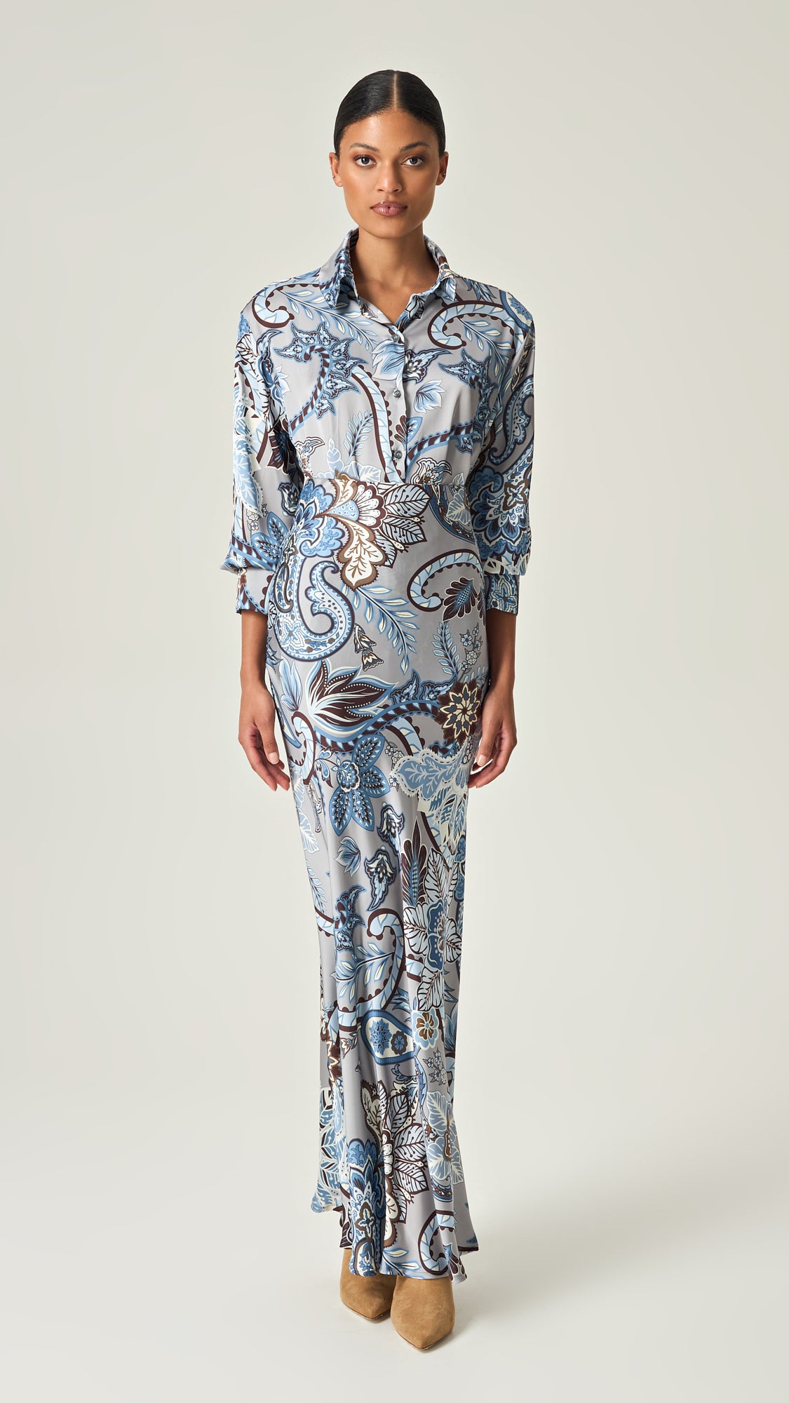AZURE GARDEN PAISLEY SATIN SHIRT
