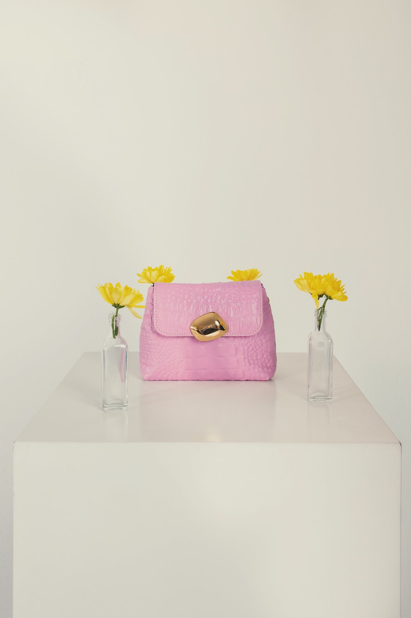 MAYA MINIBAG (Pink croco genuine leather)