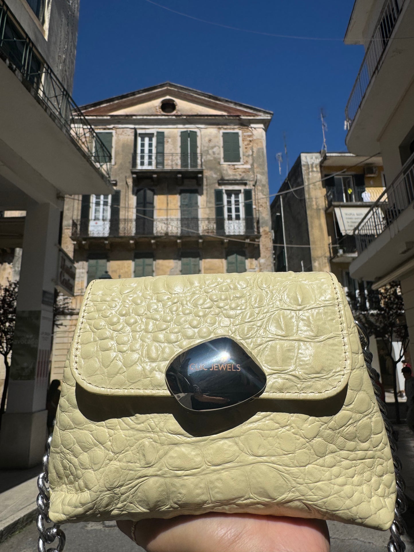 MAYA MINIBAG (Vanilla yellow croco genuine leather)
