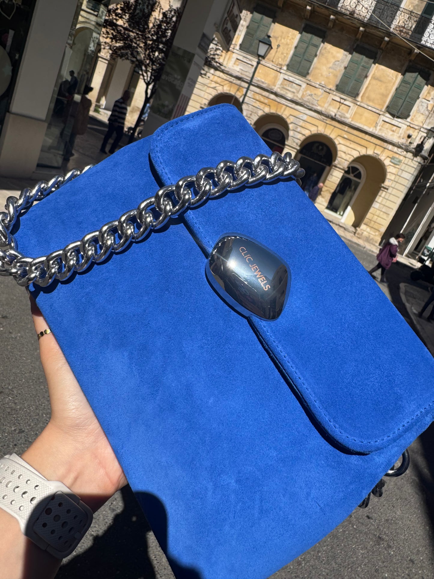DONNA MEDIUM (royal blue fine suede genuine leather/true to color)