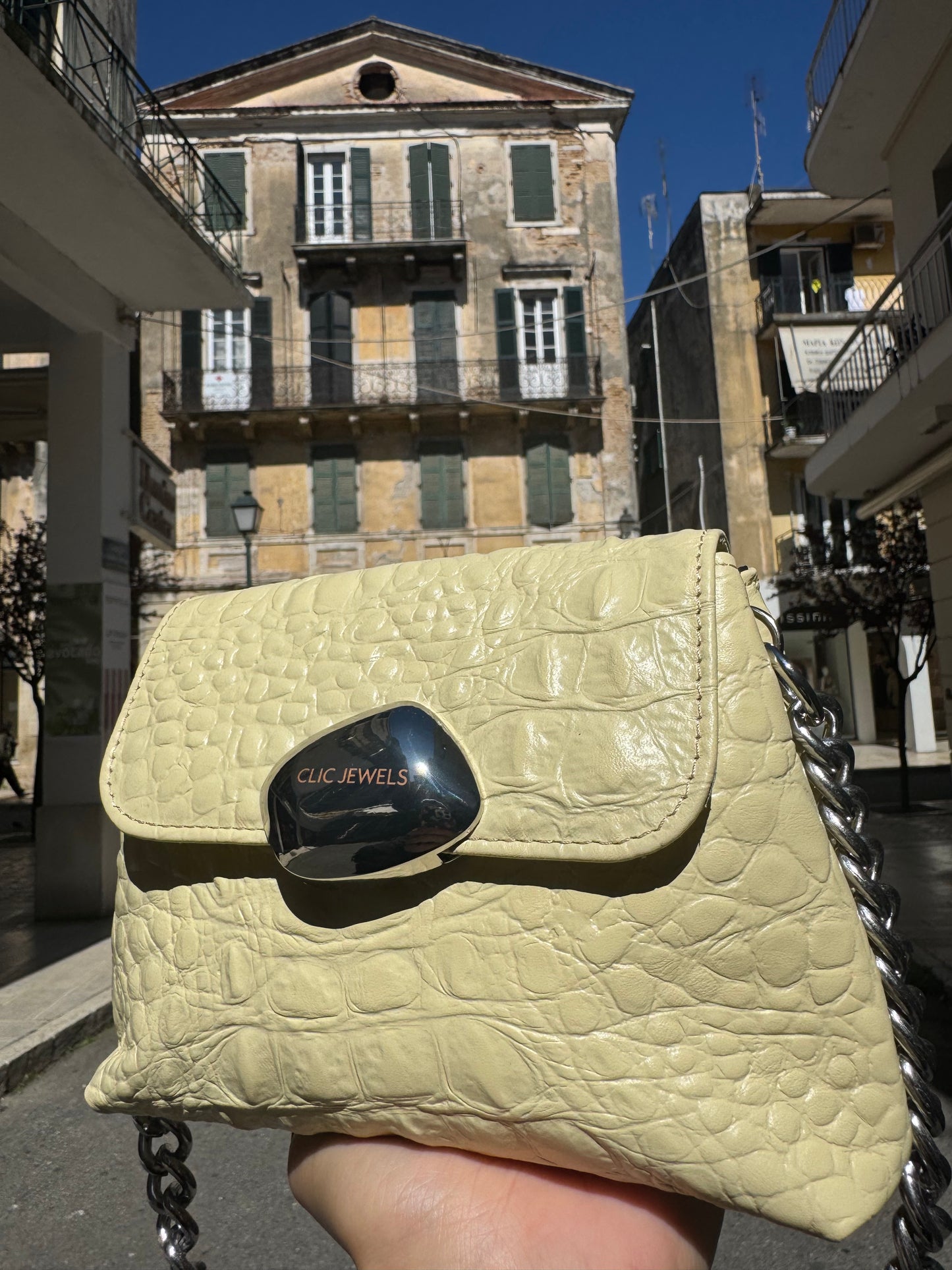 MAYA MINIBAG (Vanilla yellow croco genuine leather)