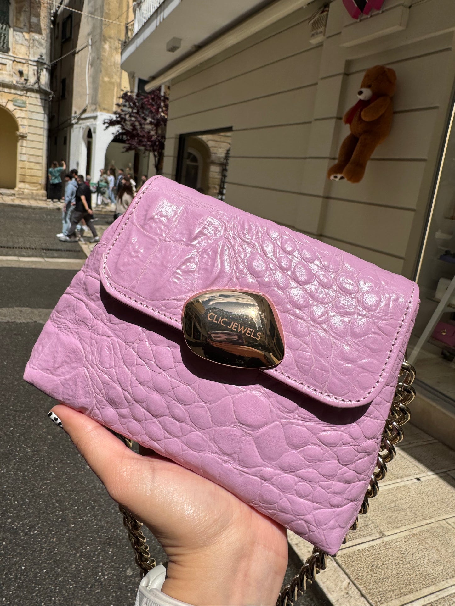 MAYA MINIBAG (Pink croco genuine leather)