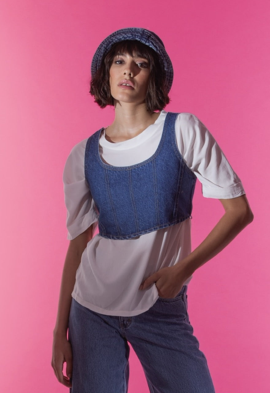 Luissa Denim Top (mid blue)