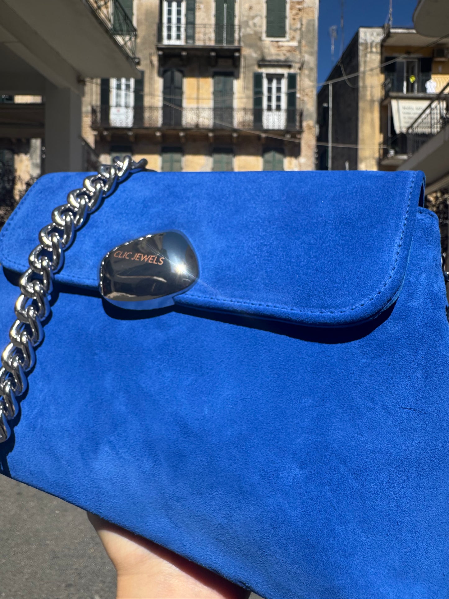 DONNA MEDIUM (royal blue fine suede genuine leather/true to color)