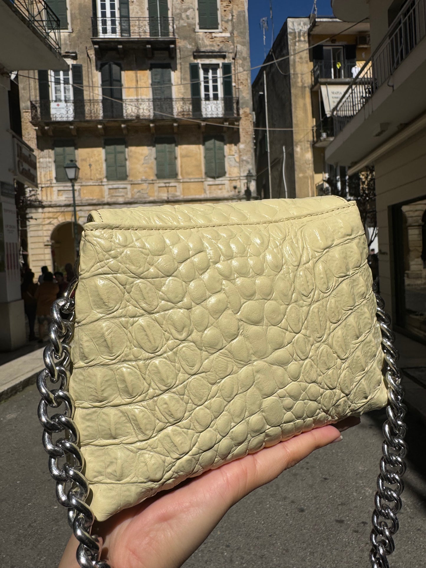 MAYA MINIBAG (Vanilla yellow croco genuine leather)