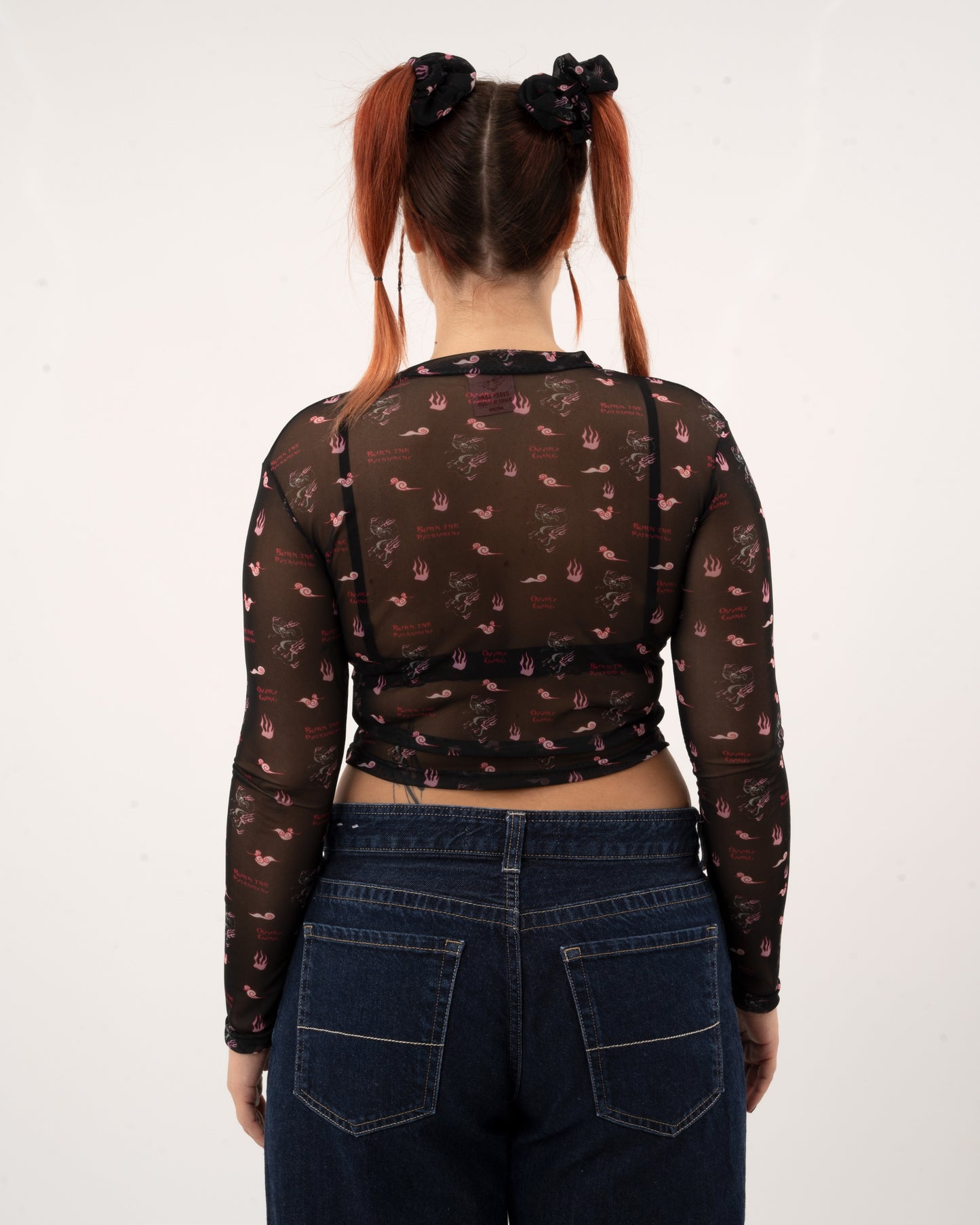 Dragon Print - Black Mesh Top