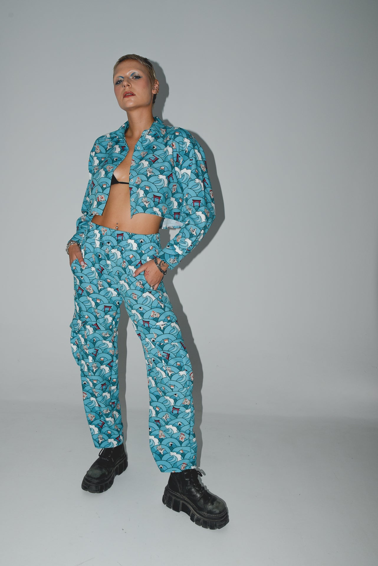Maneki Neko - Print Cargo pants