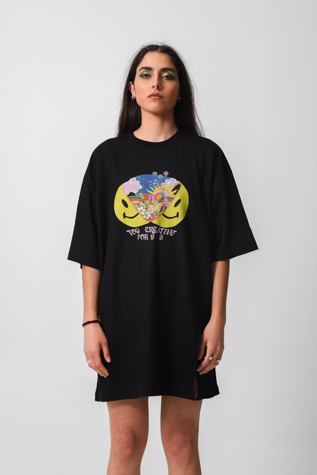 Too Creative - Black Slit Tshirt