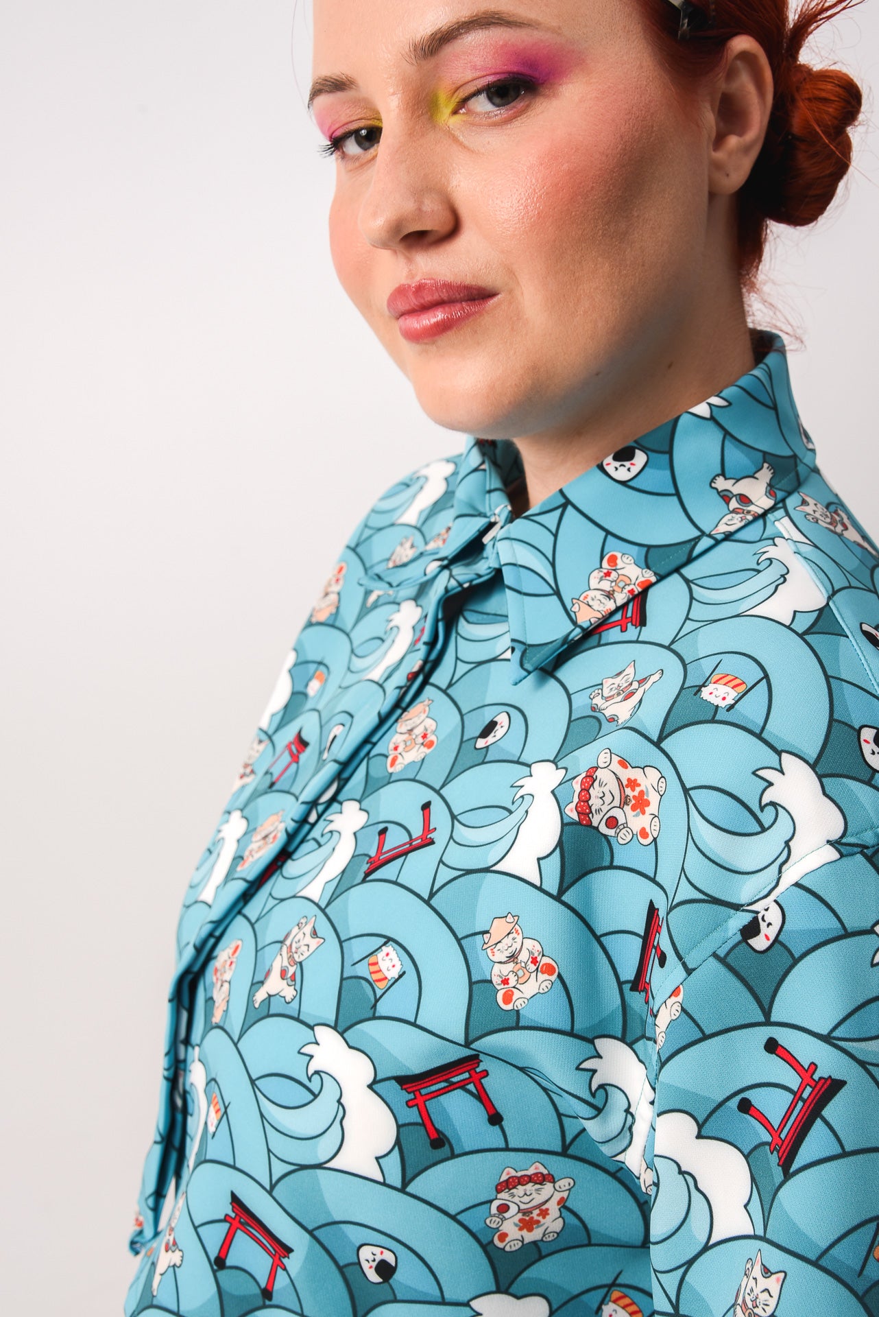 Maneki Neko - Print crop shirt