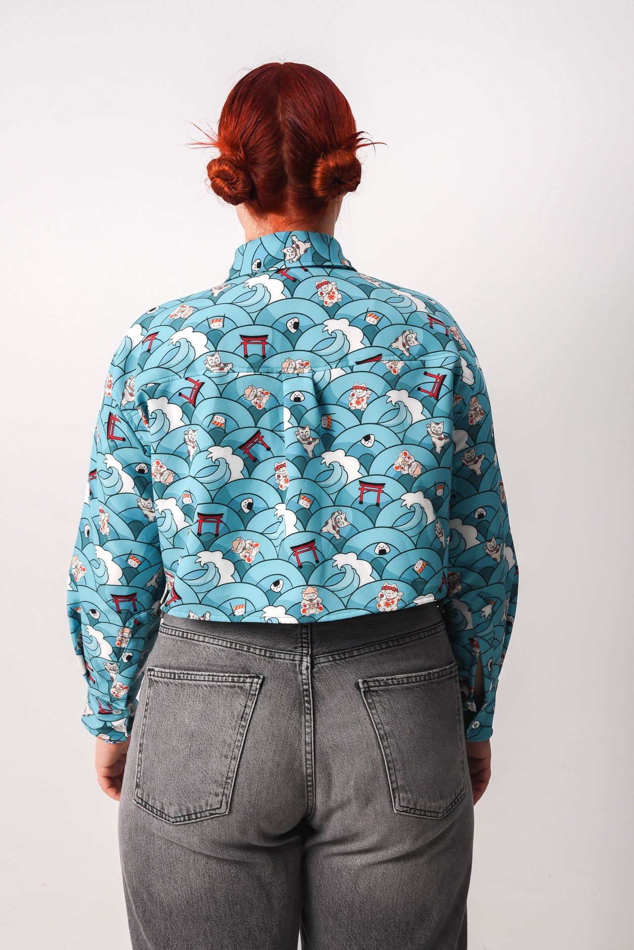 Maneki Neko - Print crop shirt