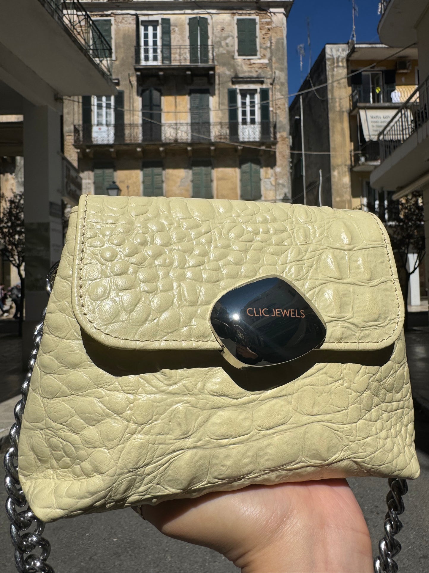 MAYA MINIBAG (Vanilla yellow croco genuine leather)