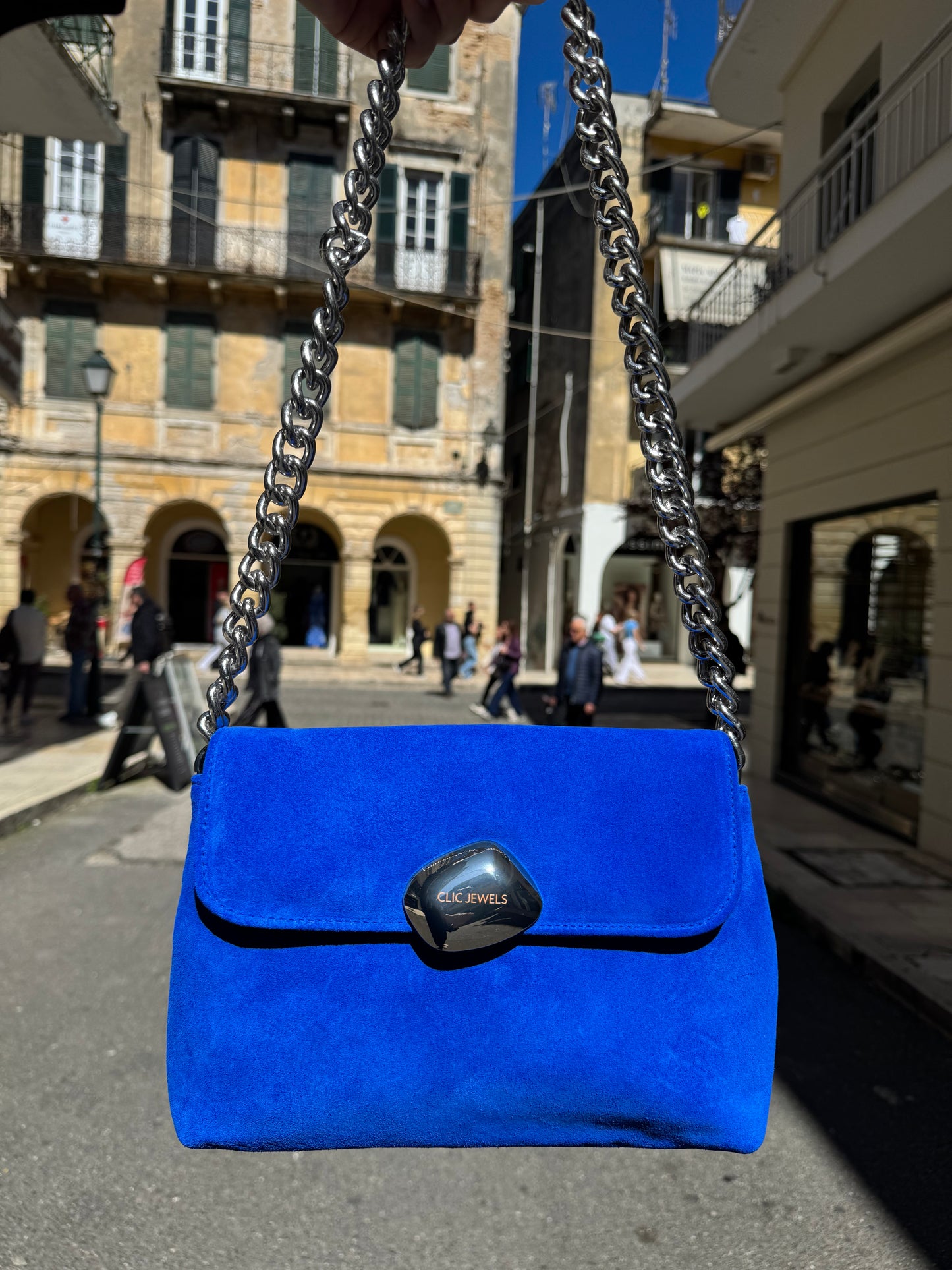 DONNA MEDIUM (royal blue fine suede genuine leather/true to color)