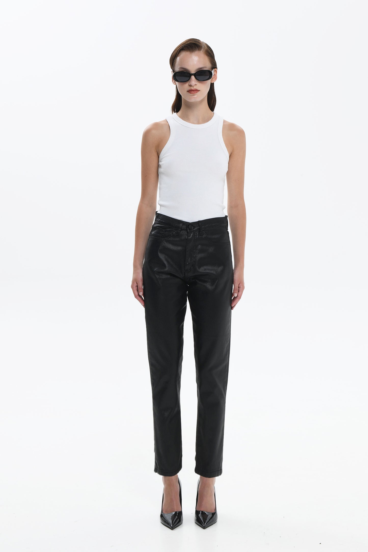 ANGELA FOIL BLACK DENIM PANTS