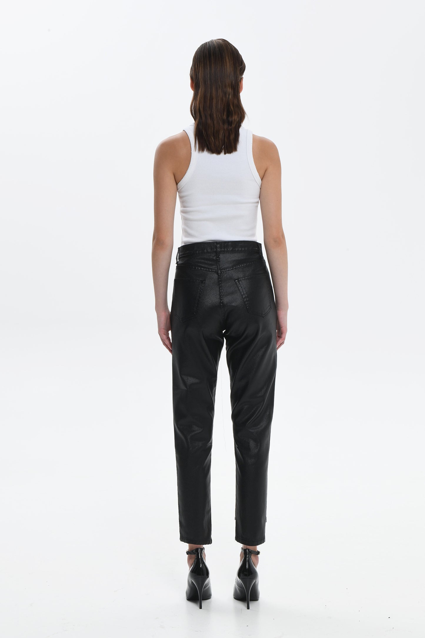 ANGELA FOIL BLACK DENIM PANTS