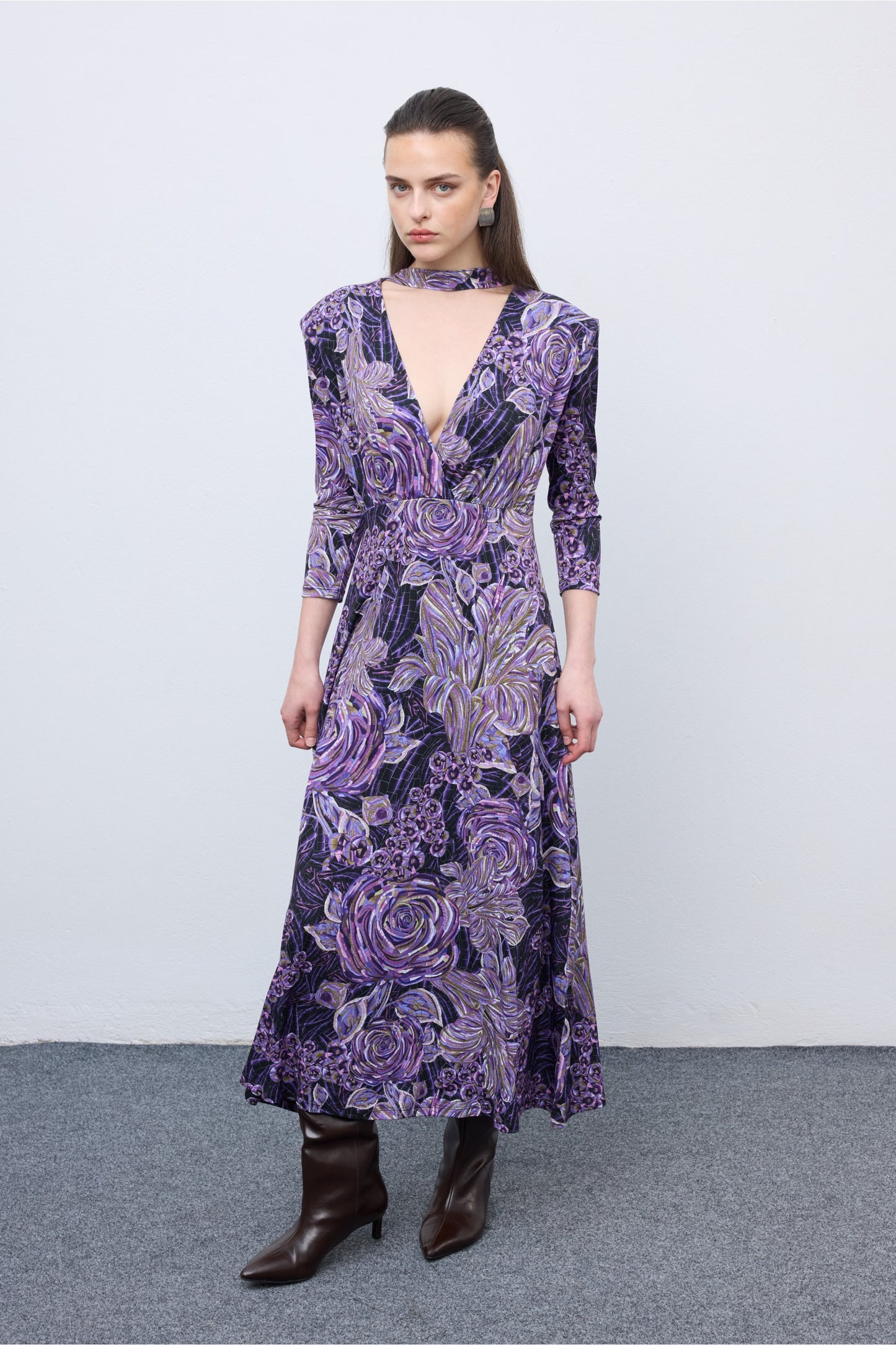 Mosaic Mauve Anthesis Midi Jersey Dress