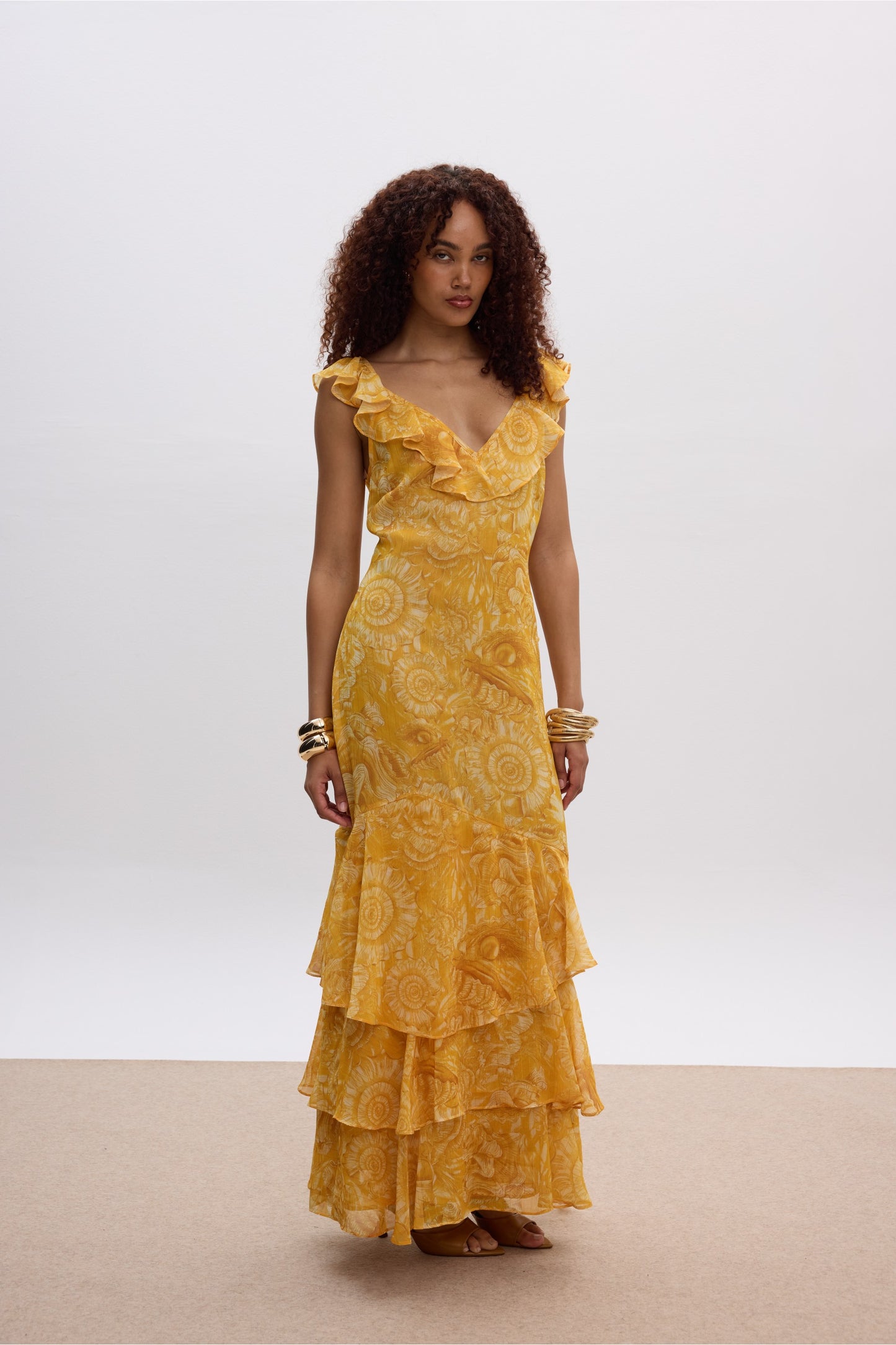Sun Pearl Ruffle Dress