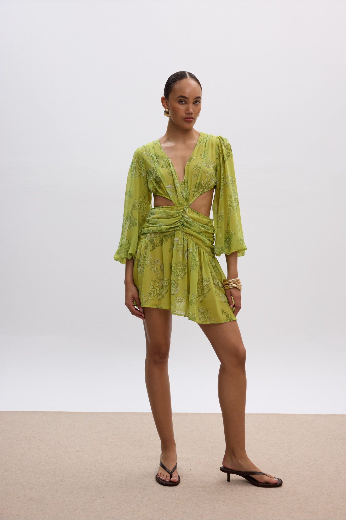 Sunny Lime Mini Cut-Out Dress