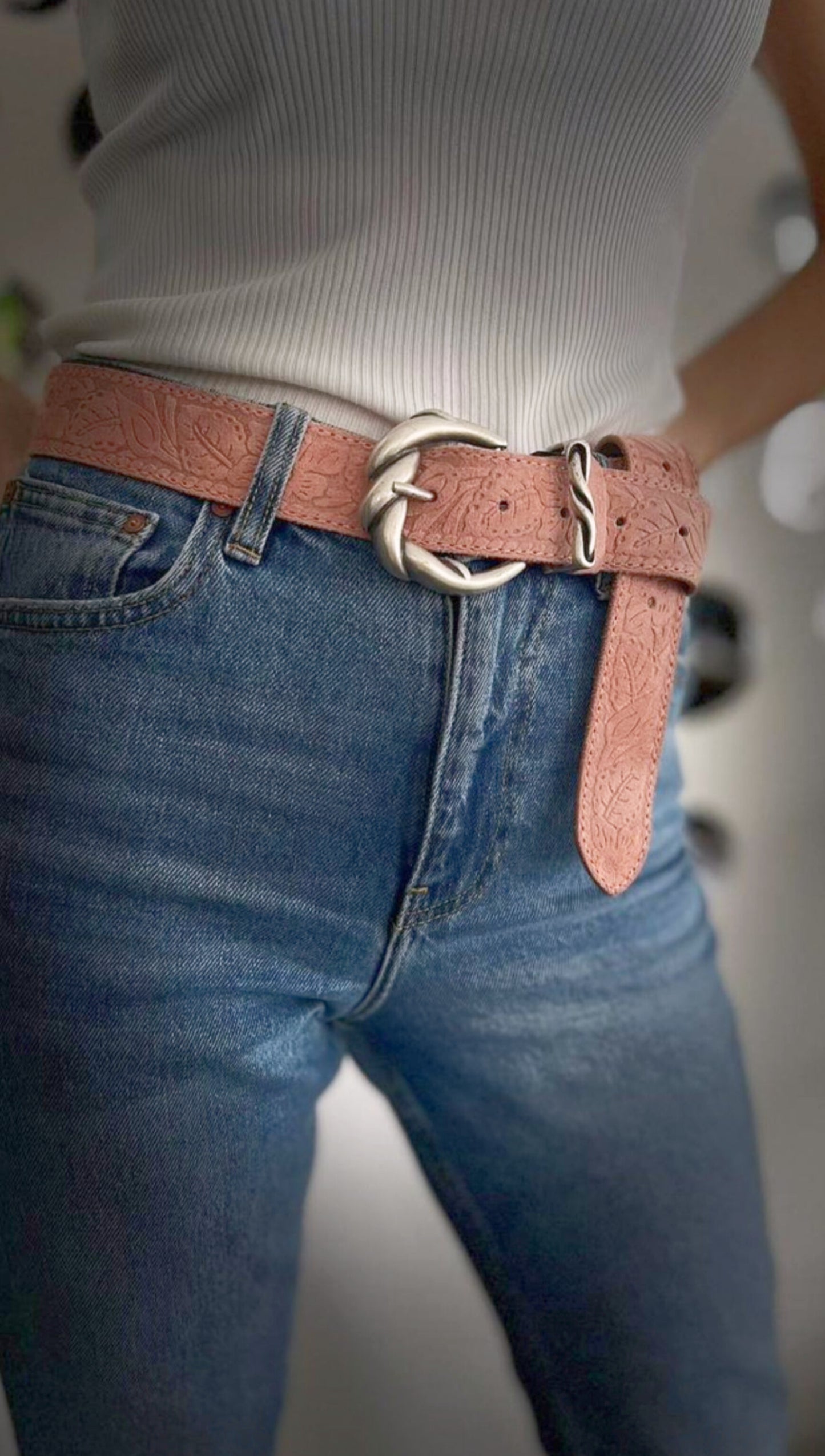 Pink Castor Leather Belt