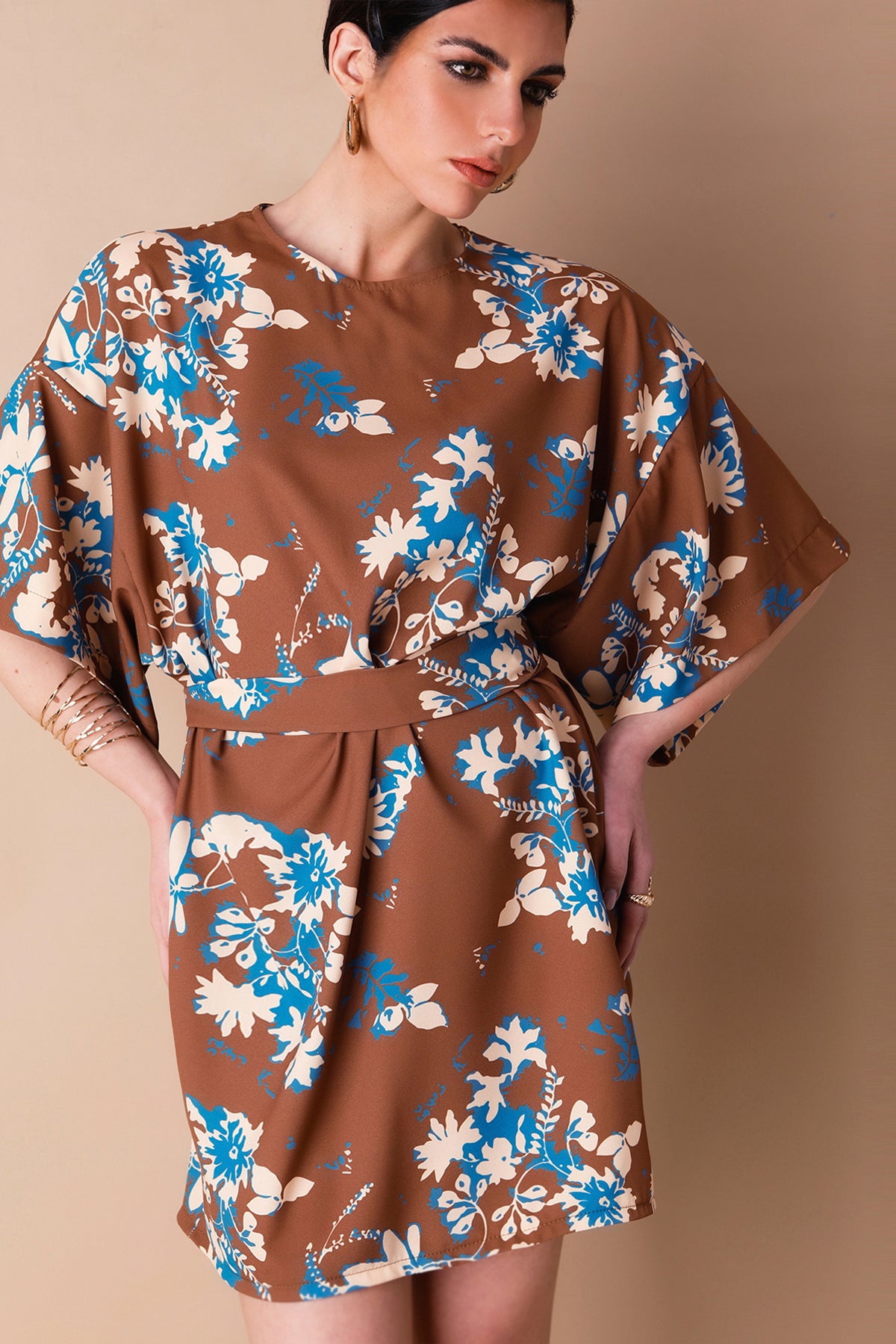 RENATA (BROWN/BLUE) DRESS