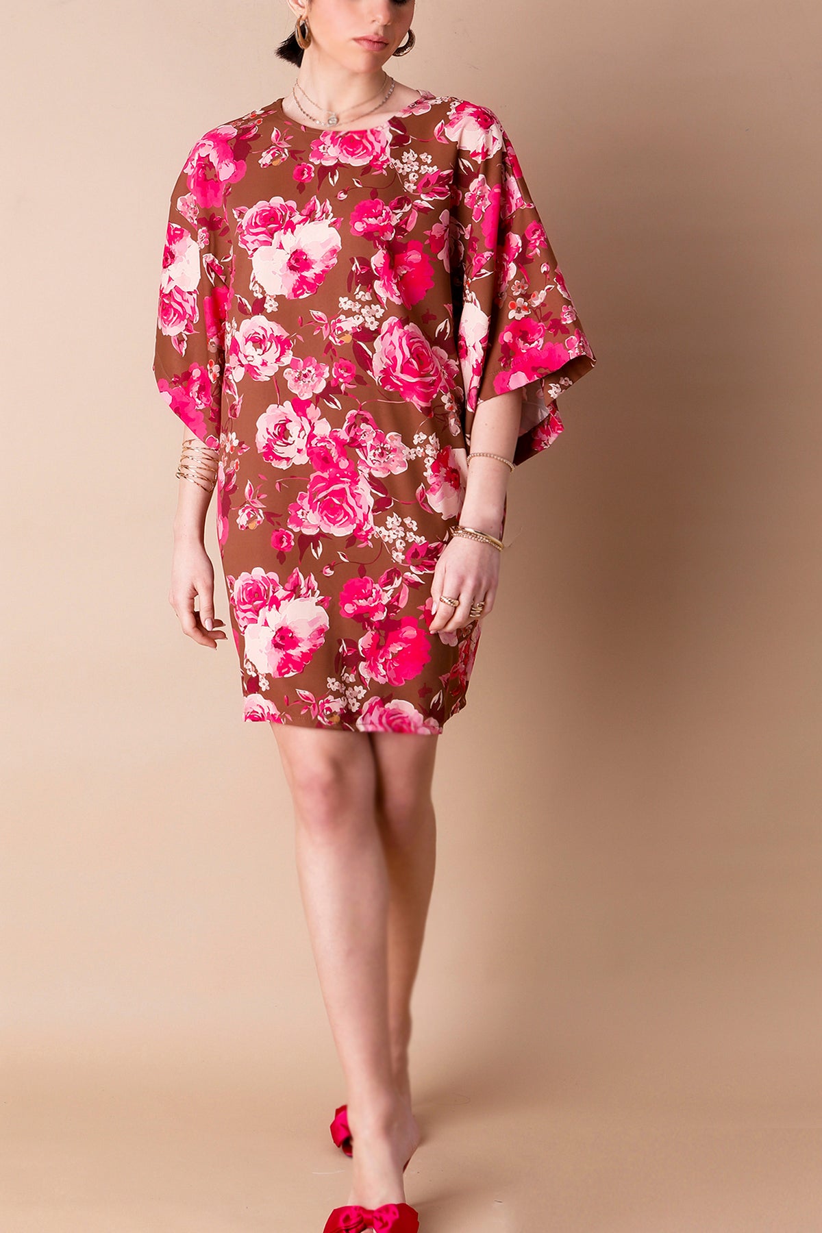 RENATA (BROWN/ PINK) DRESS
