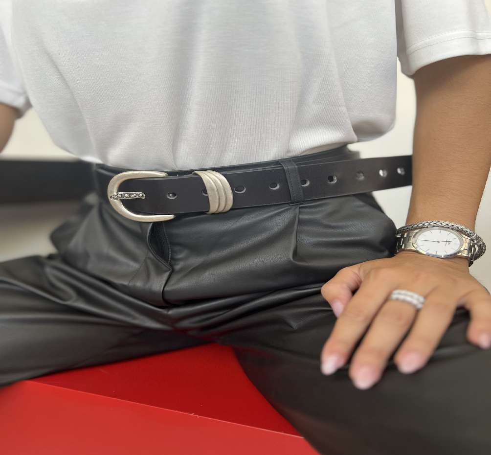 Marianna Black Leather Belt
