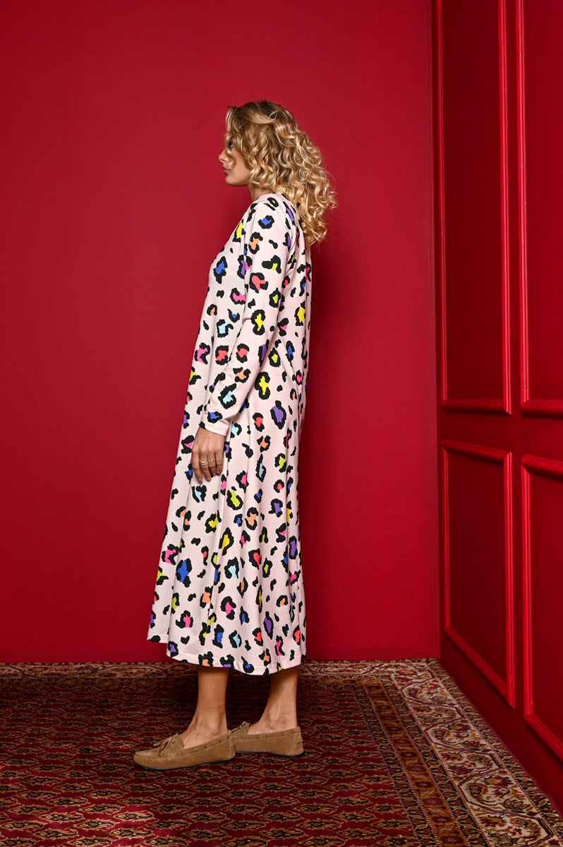 Amelia Dress Multi Leopard Φούτερ Φόρεμα με Ζώνη Petit Boutik