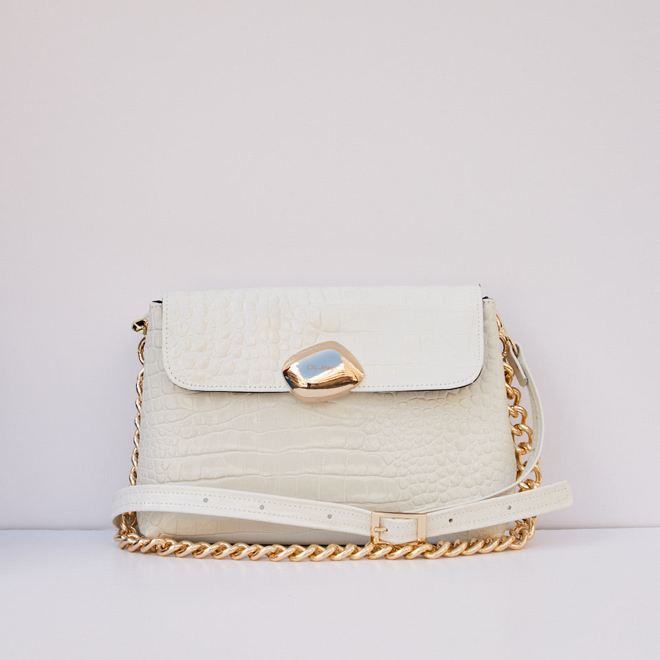 White Croco Medium Donna