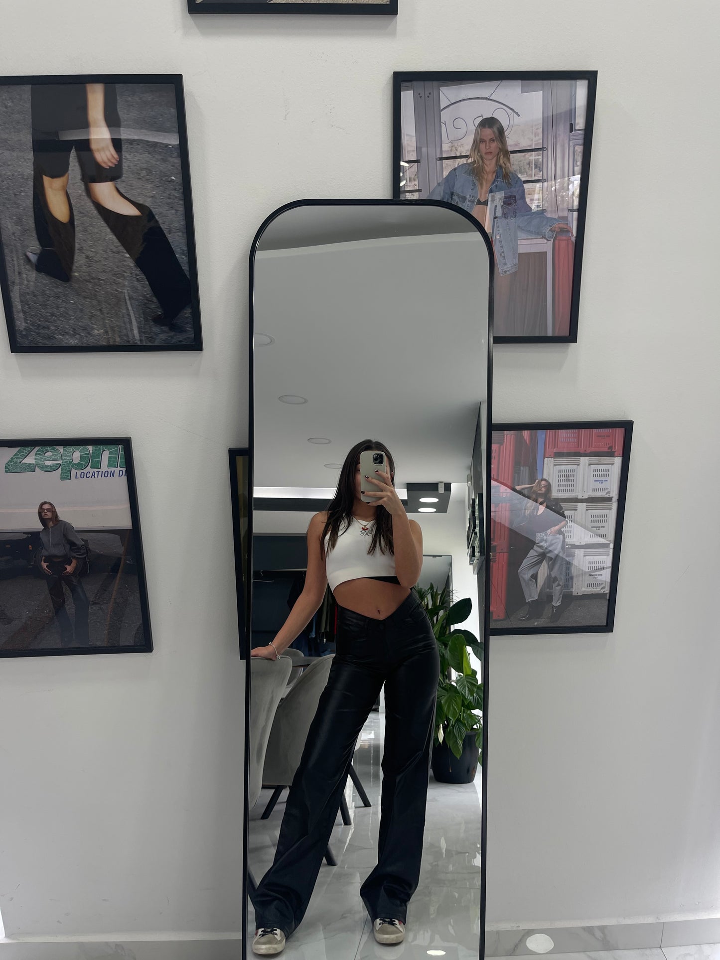 IFIGENIA FOIL BLACK DENIM PANTS