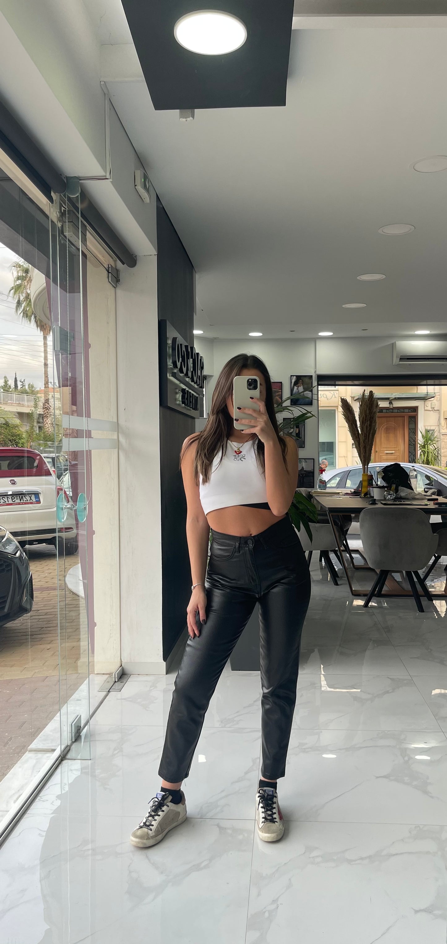 ANGELA FOIL BLACK DENIM PANTS