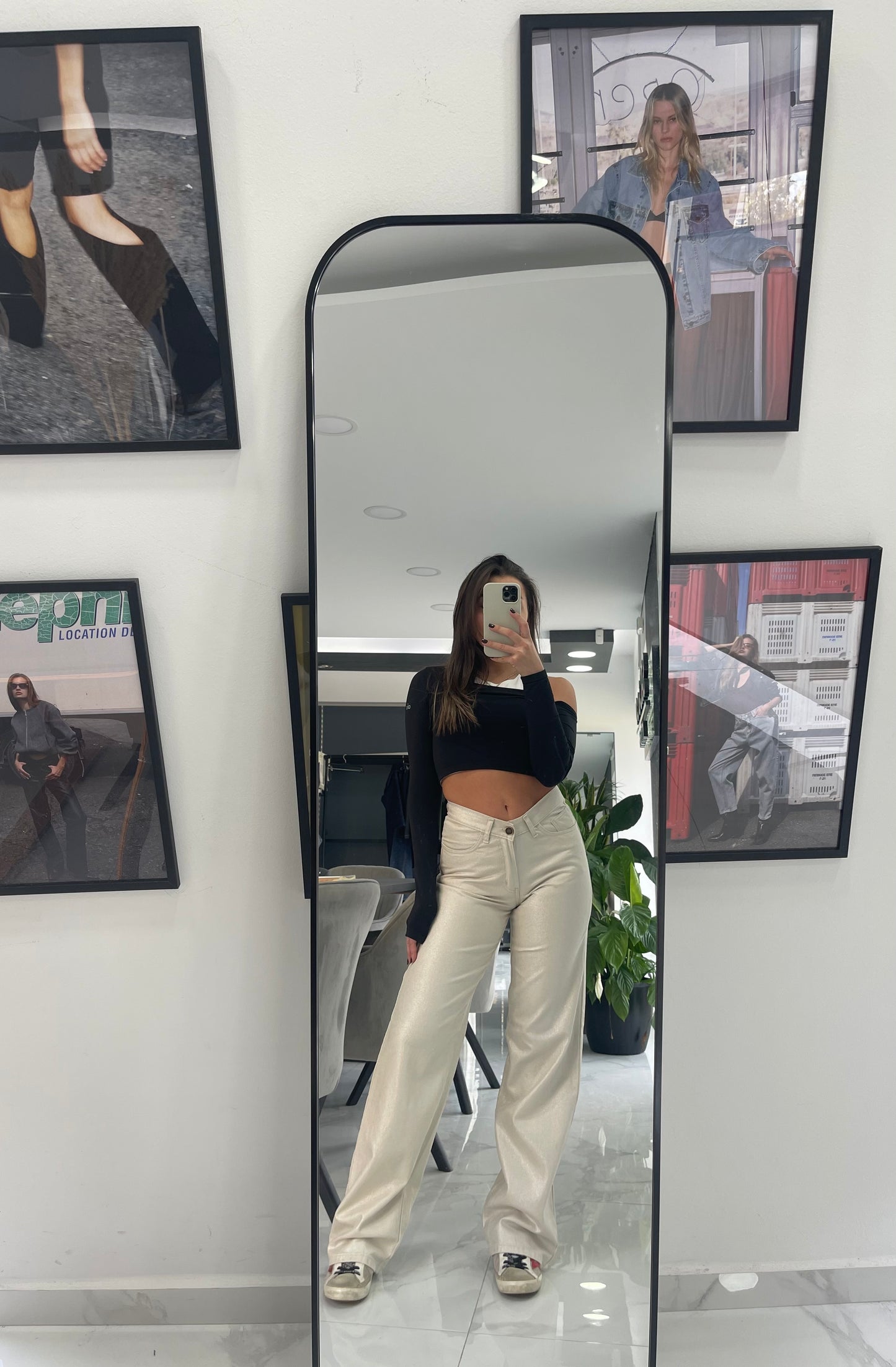 IFIGENIA FOIL GOLD DENIM PANTS