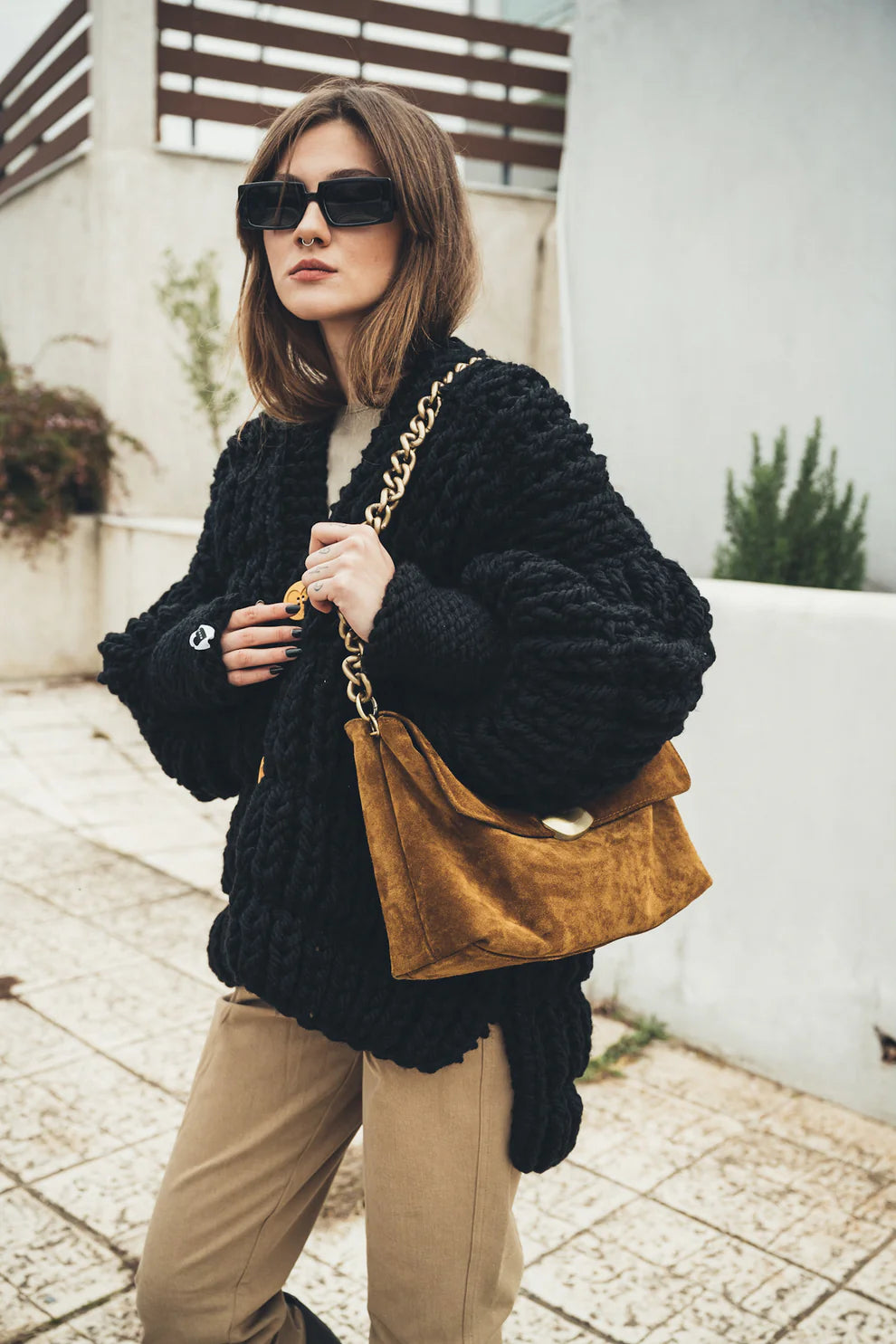 CIARA LARGE (camel suede genuine leather)