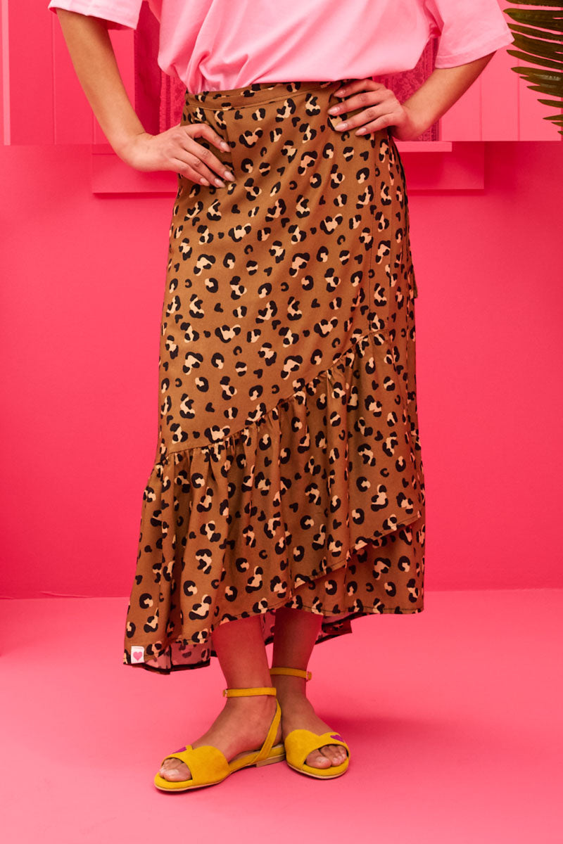 Ivy Wrap Skirt Vis Leopar Animal Print Δετή Φούστα Με Βολάν Petit Boutik