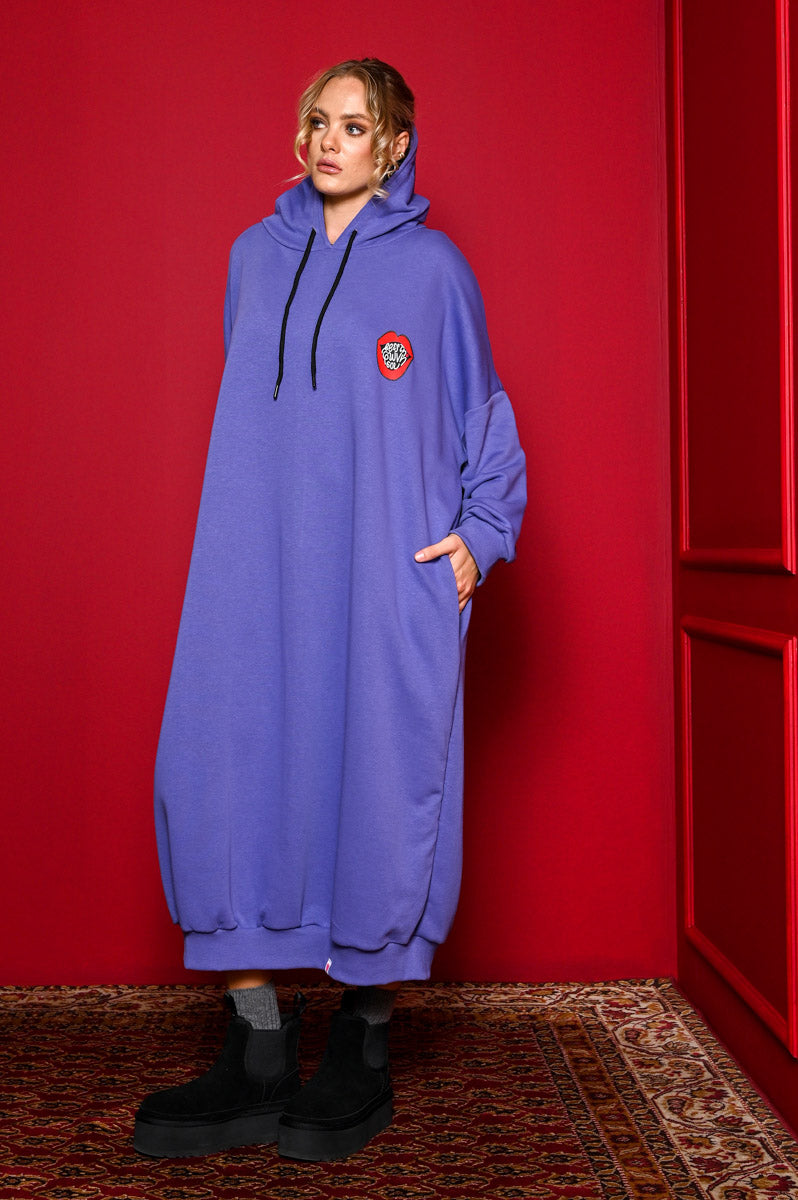 Kely Hoodie Dress “Βρες τη Φωνή σου” Purple Φούτερ Φόρεμα με Τσέπες Petit Boutik