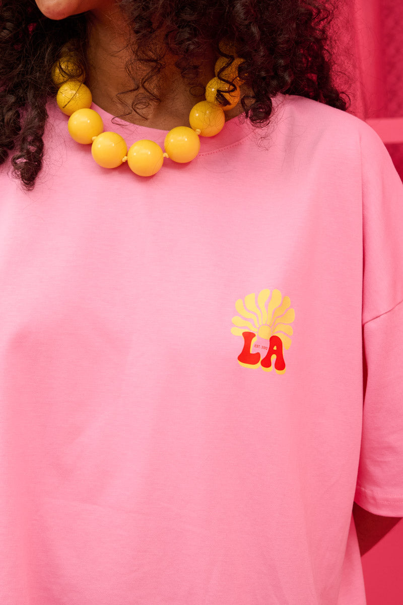 T-shirt Blouse “LA” Ροζ Κοντομάνικο Μπλουζάκι Petit Boutik