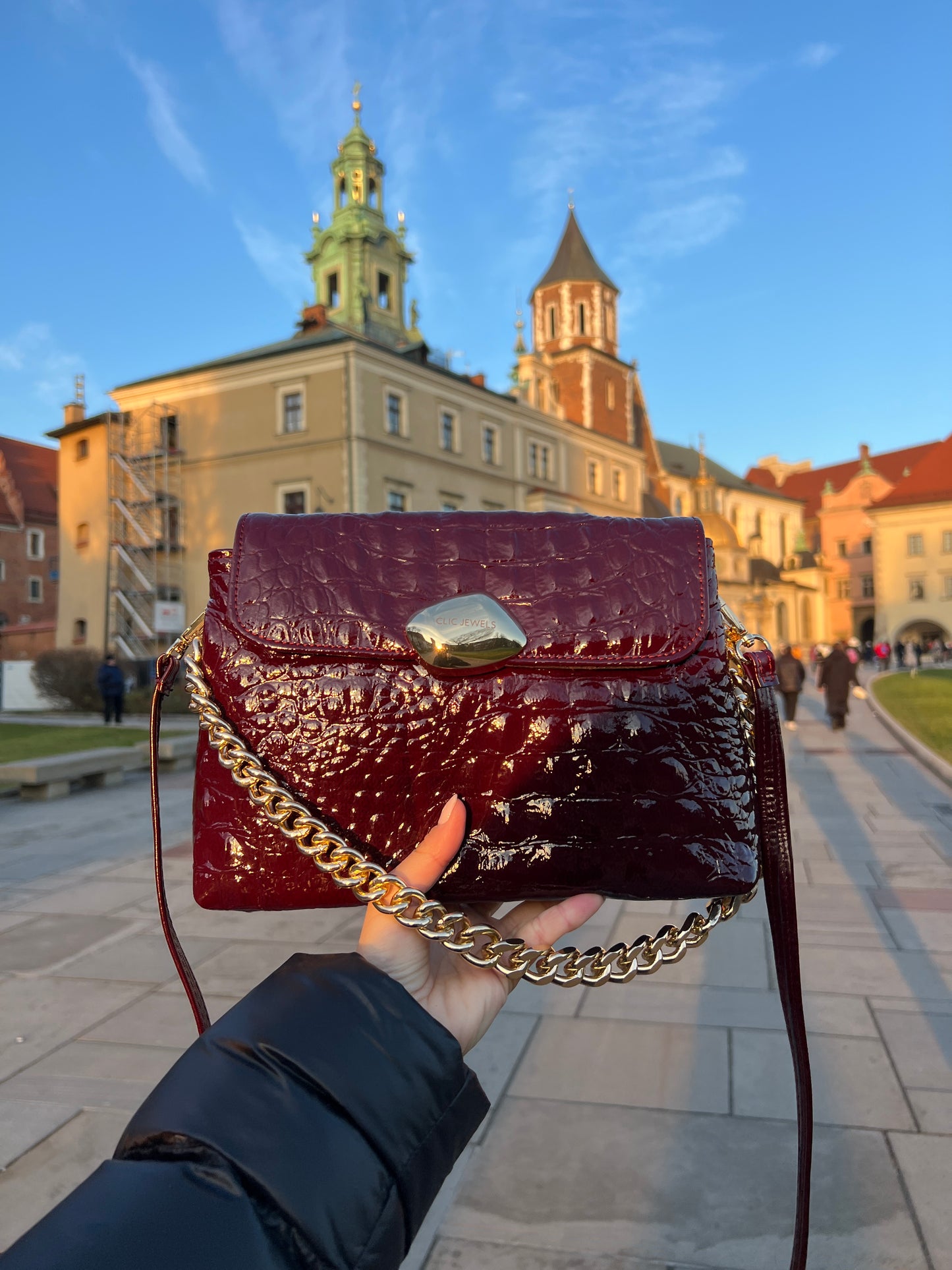 DONNA MEDIUM (Bordeaux croco genuine leather)