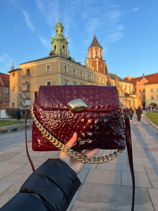 DONNA MEDIUM (Bordeaux croco genuine leather)