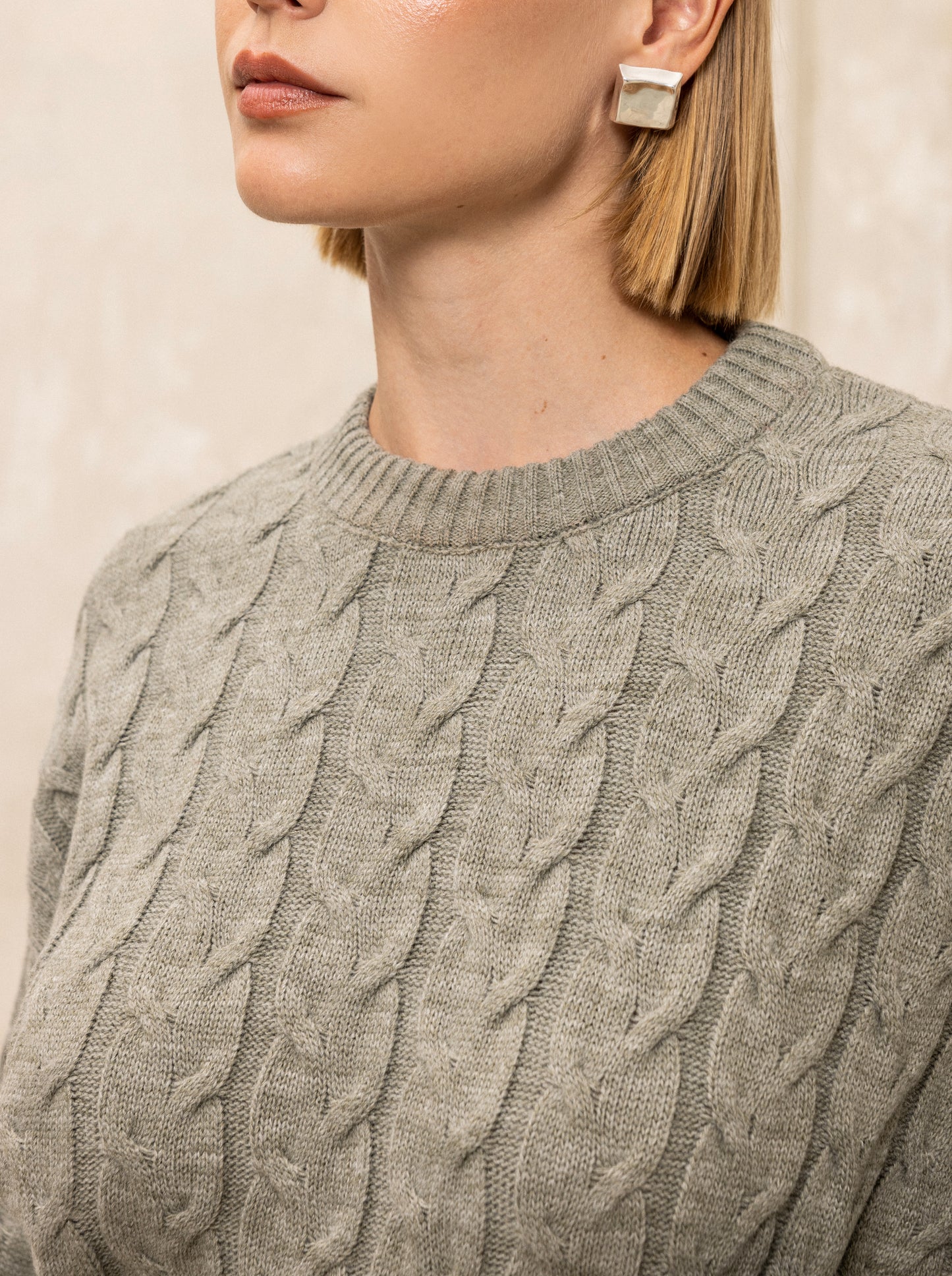 Hygge Midi Knit Dress Light Chaki