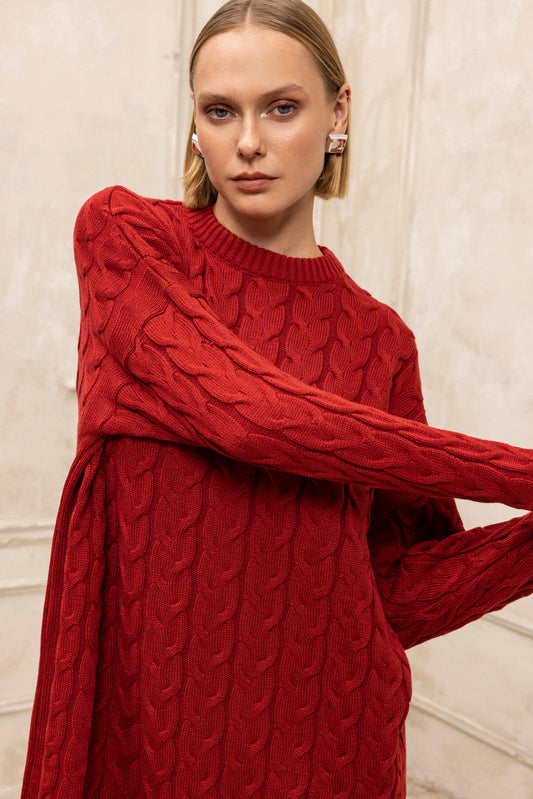 Hygge Midi Knit Dress Brick