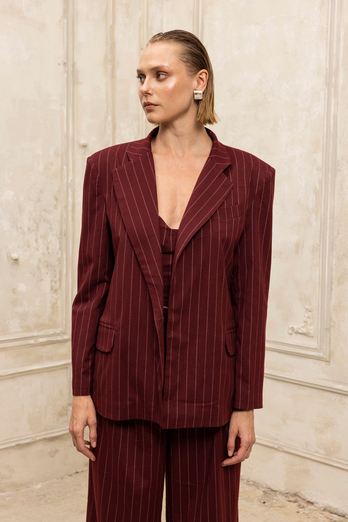Pinstripe Allure Pants Bordeaux