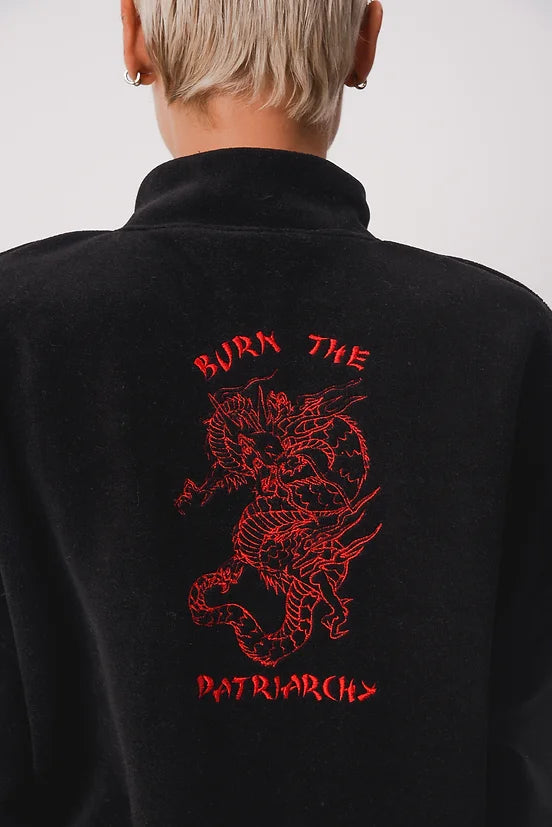 Burn The Patriarchy Dragon - Half zipped Polar Fleece