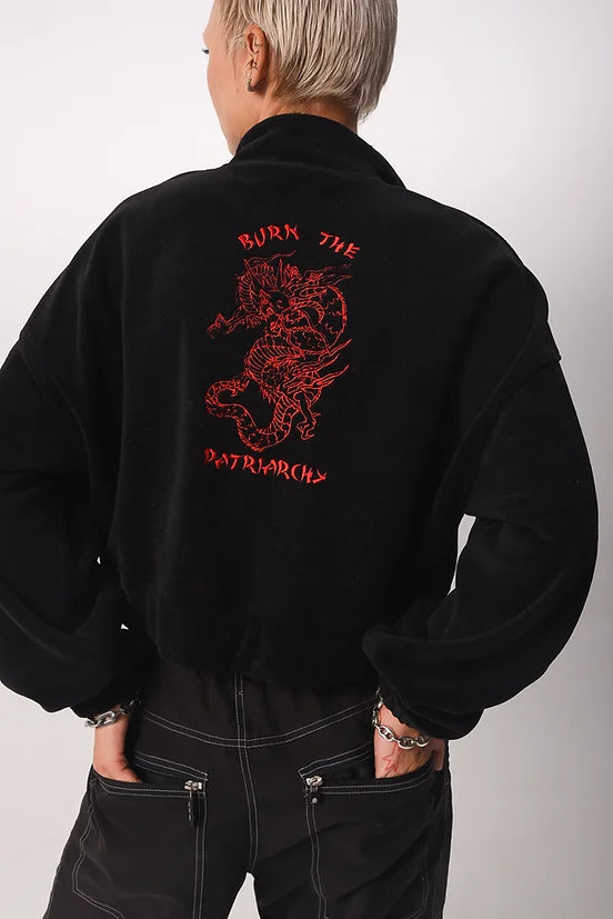 Burn The Patriarchy Dragon - Half zipped Polar Fleece